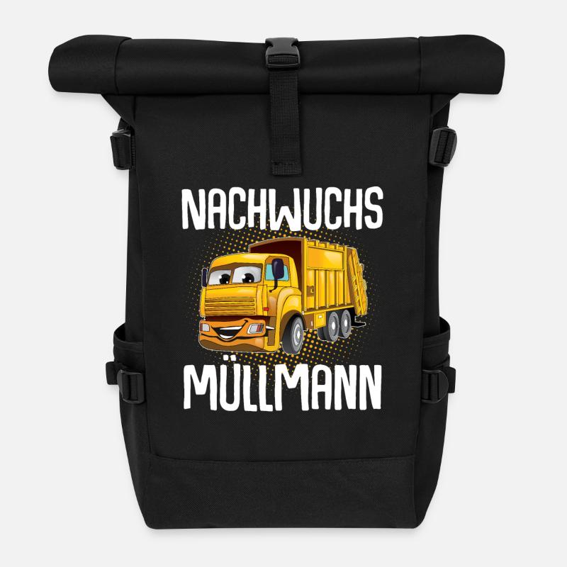 Nachwuchs Müllmann - Rolltop Rucksack - Schwarz