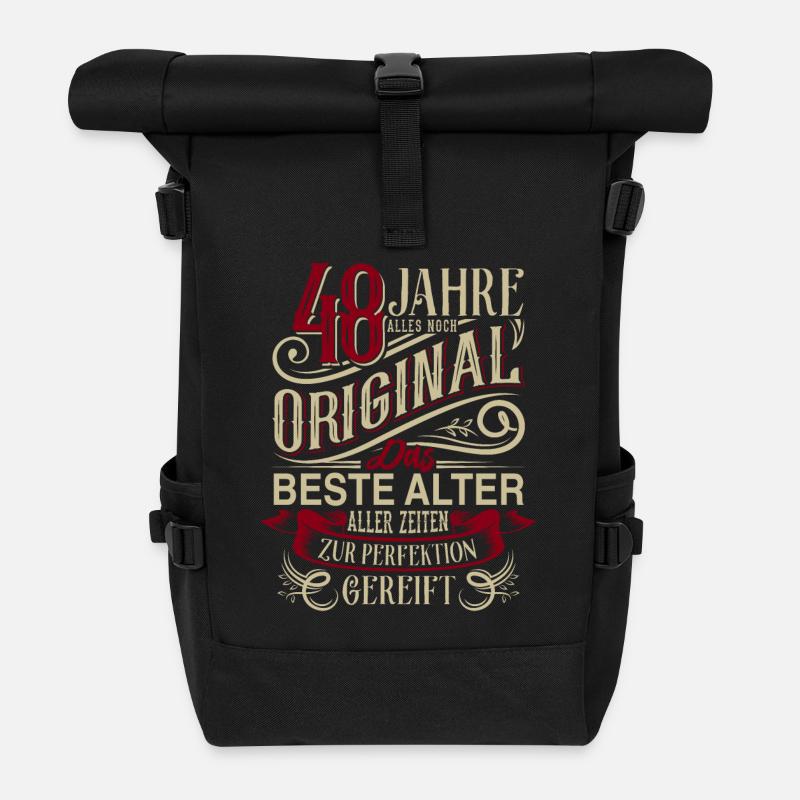 48. Geburtstag Vintage Retro - Rolltop Rucksack - Schwarz