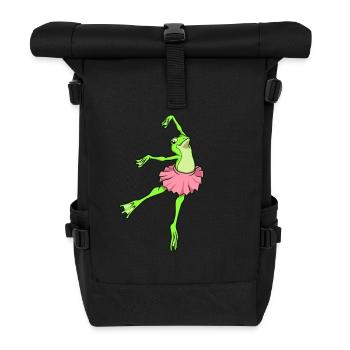 Comic Frosch tanzt Ballett - Ballerina - Rolltop Rucksack - Schwarz - Vorne