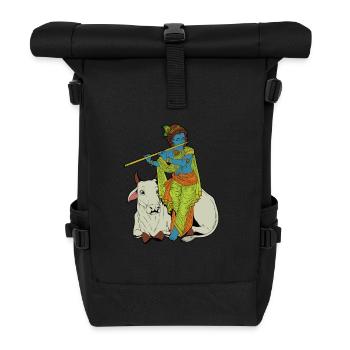 Hindu Gott - der blaue Flötenspieler Krishna - Rolltop Rucksack - Schwarz - Vorne