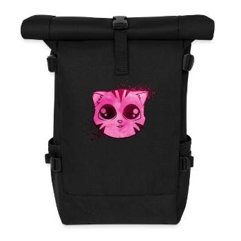 Süße Kawaii Katze - Rolltop Rucksack - Schwarz - Vorne