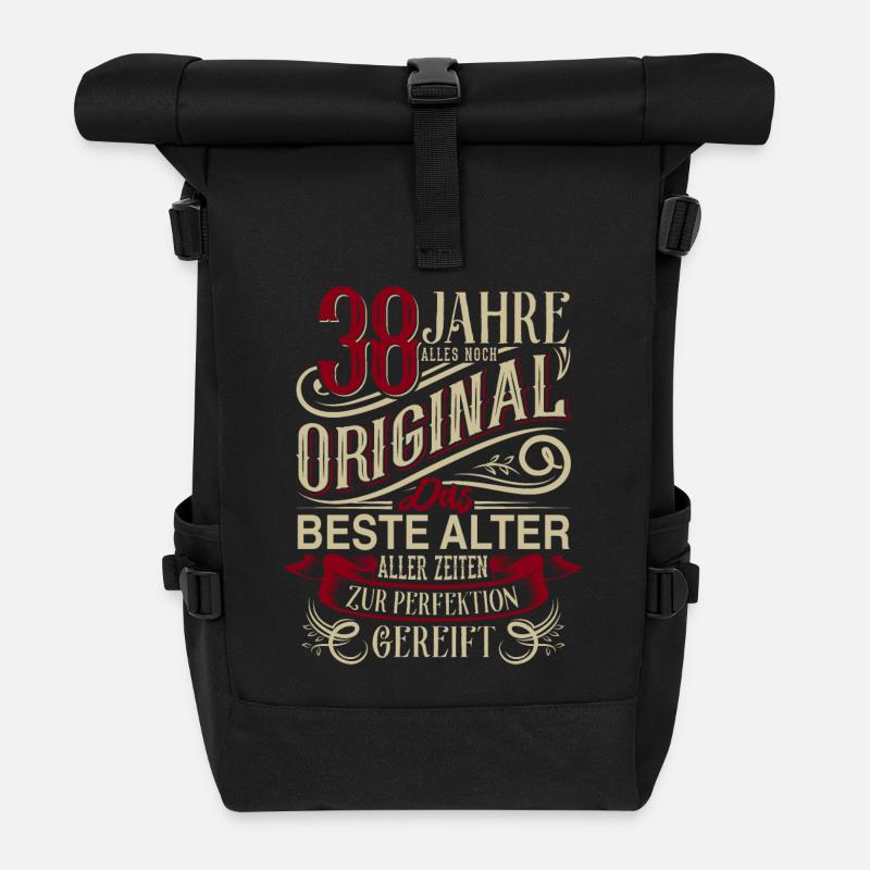 38. Geburtstag Vintage Retro - Rolltop Rucksack - Schwarz