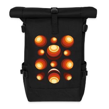 Retro ball 70s pattern orange brown - Roll Top Backpack - black - Front