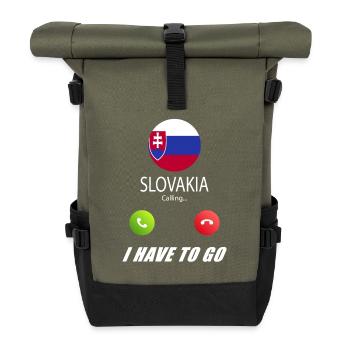 Slowakei ruft an Lusiger Flaggen Spruch - Rolltop Rucksack - Olive/Schwarz - Vorne