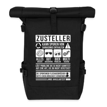 Zusteller Spruch lustig - Rolltop Rucksack - Schwarz - Vorne
