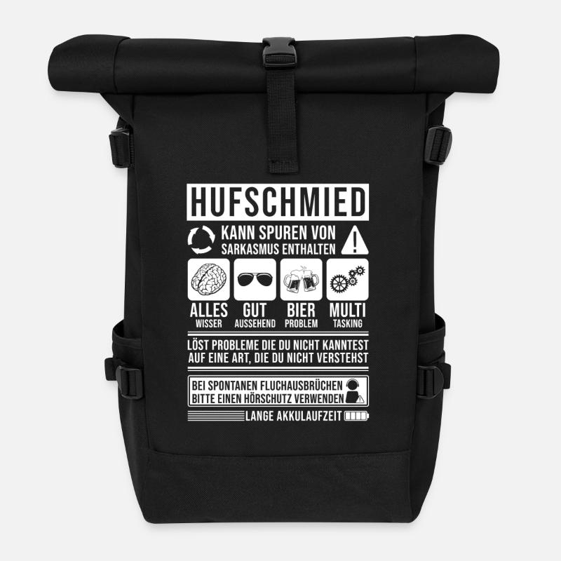 Hufschmied Spruch lustig - Rolltop Rucksack - Schwarz