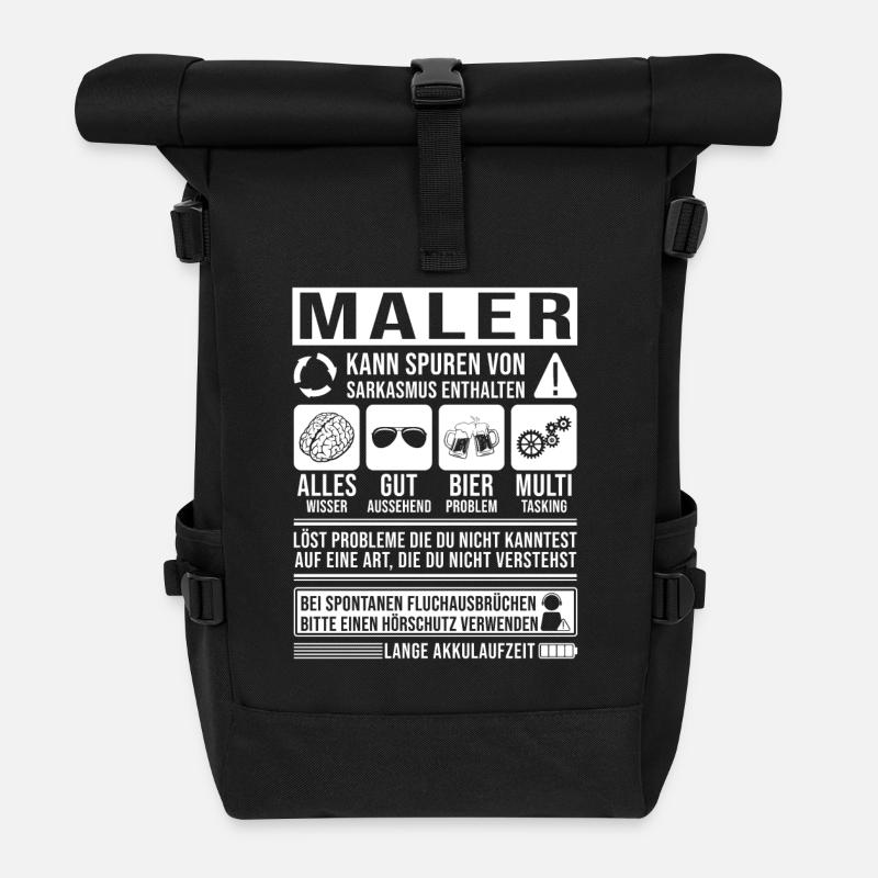 Maler Spruch lustig - Rolltop Rucksack - Schwarz