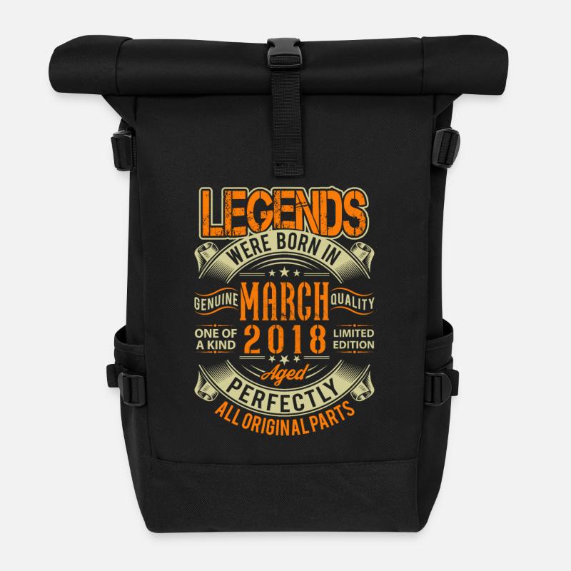 2018 März Geburtstag Legende - Rolltop Rucksack - Schwarz