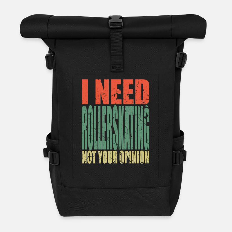 Rollerskating Spruch lustig - Rolltop Rucksack - Schwarz