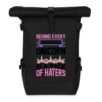 Behind every successful unicorn are haters - Roll Top Backpack - black - Front