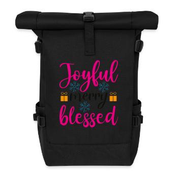 Happy, cheerful, blessed Christmas time - Roll Top Backpack - black - Front