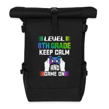 Level 8TH GRADE keep calm and game on - Roll Top Backpack - black - Front