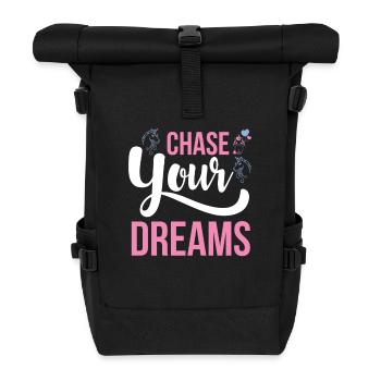 Lebe deine Träume Unicorn - Rolltop Rucksack - Schwarz - Vorne