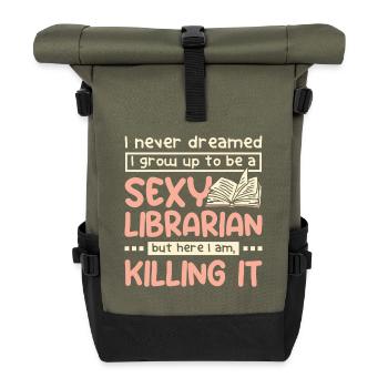 Sexy librarian - Roll Top Backpack - olive/black - Front