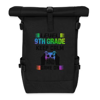 Level 9TH GRADE keep calm and game on - Roll Top Backpack - black - Front