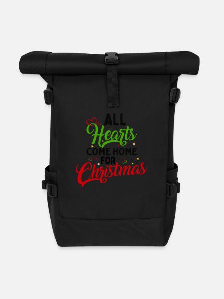 Alle Herzen kommen an Weihnachten nach Hause - Rolltop Rucksack - Schwarz