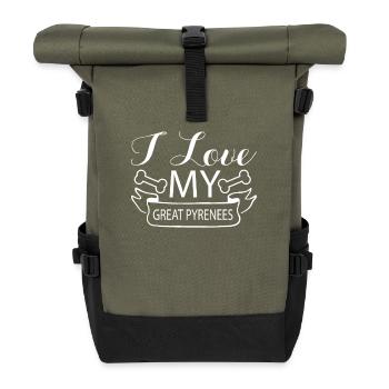 Ich liebe meinen Pyrenäen Hund - Rolltop Rucksack - Olive/Schwarz - Vorne