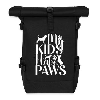My children have paws - Roll Top Backpack - black - Front