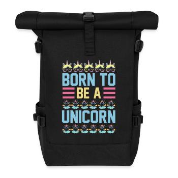 Einhorn Born To Be A Unicorn - Rolltop Rucksack - Schwarz - Vorne