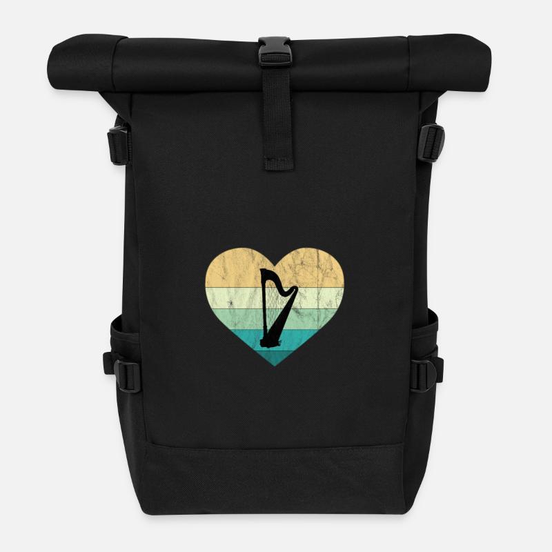 Irland - Ich liebe irische Harfe - Rolltop Rucksack - Schwarz
