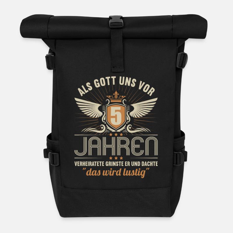5 Jahre verheiratet wird lustig 5.Hochzeitstag - Rolltop Rucksack - Schwarz