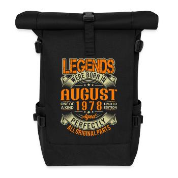 1978 August Geburtstag Legende - Rolltop Rucksack - Schwarz - Vorne