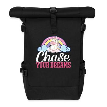 Verfolge deine Träume Unicorn - Rolltop Rucksack - Schwarz - Vorne