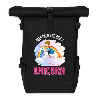 Restez calme et montez une licorne licorne - Sac à dos roll top - noir - Devant