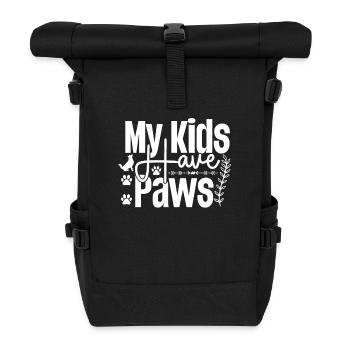 My children have paws - Roll Top Backpack - black - Front