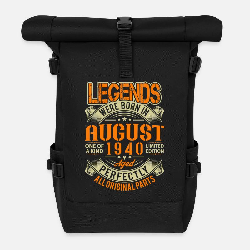 1940 August Geburtstag Legende - Rolltop Rucksack - Schwarz
