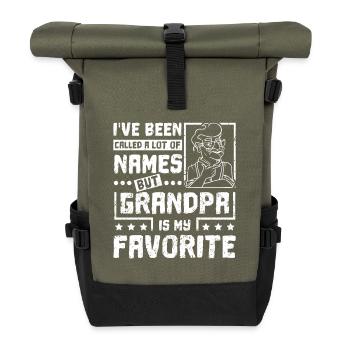 Grandpa is my favorite name - Rolltop Rucksack - Olive/Schwarz - Vorne