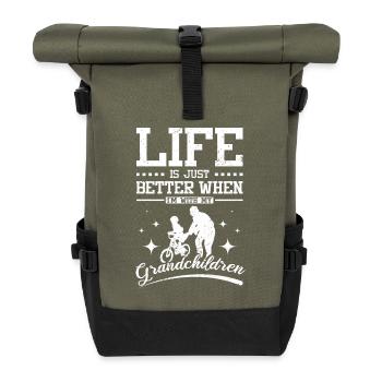 La vie est bette avec vos petits-enfants - Sac à dos roll top - olive/noir - Devant