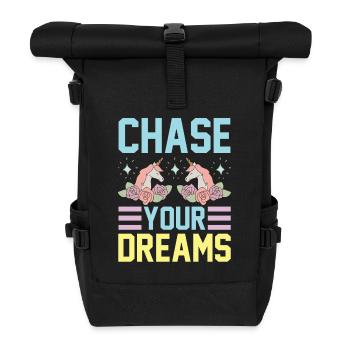 Lebe deine Träume Unicorn - Rolltop Rucksack - Schwarz - Vorne