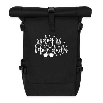 Dogs in front of guys - Roll Top Backpack - black - Front