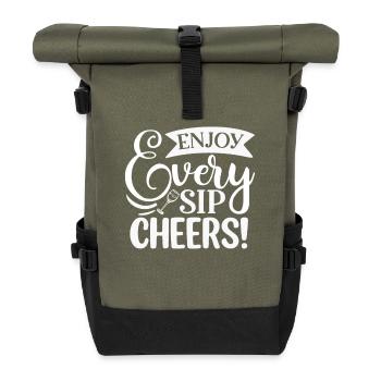 Genieße jeden Schluck Prost - Rolltop Rucksack - Olive/Schwarz - Vorne