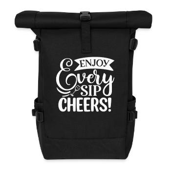 Enjoy every sip of cheers - Roll Top Backpack - black - Front