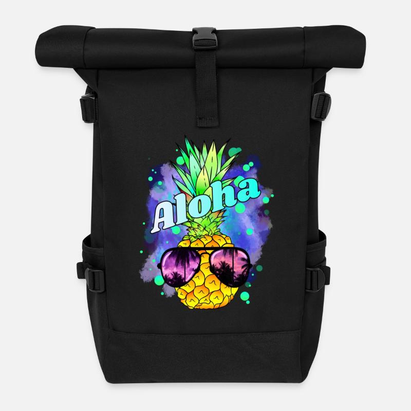 Ananas Aloha Colorful - Rolltop Rucksack - Schwarz