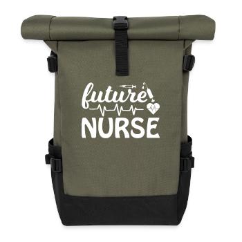 Zukünftige Krankenschwester - Rolltop Rucksack - Olive/Schwarz - Vorne