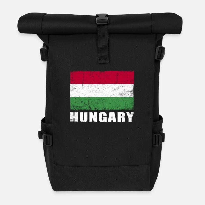 Ungarn Flagge Grunge Ungarn Fahne - Rolltop Rucksack - Schwarz