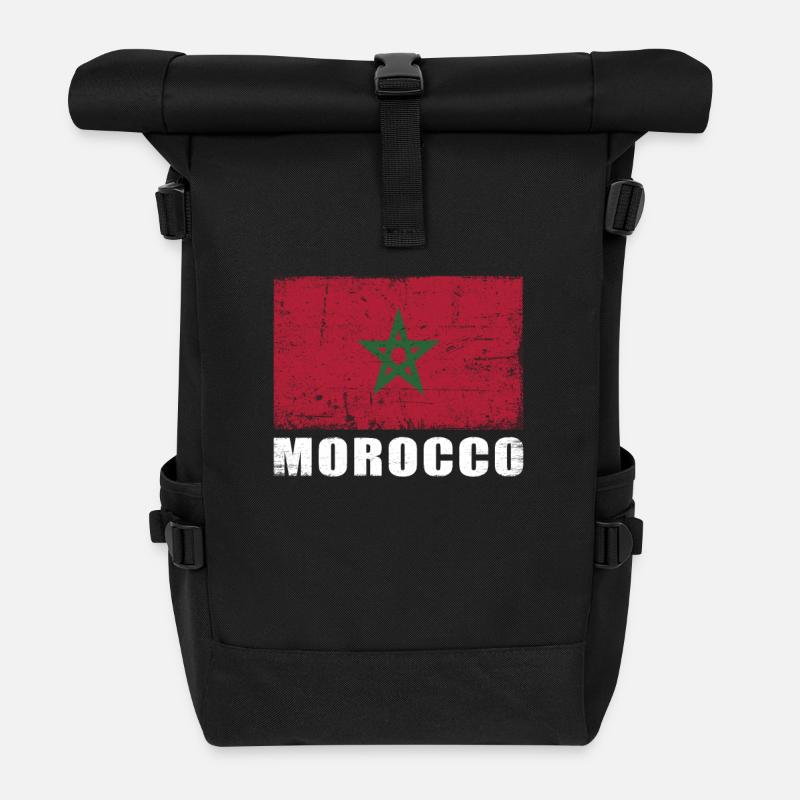 Maroc Drapeau Grunge Maroc Drapeau - Sac à dos roll top - noir