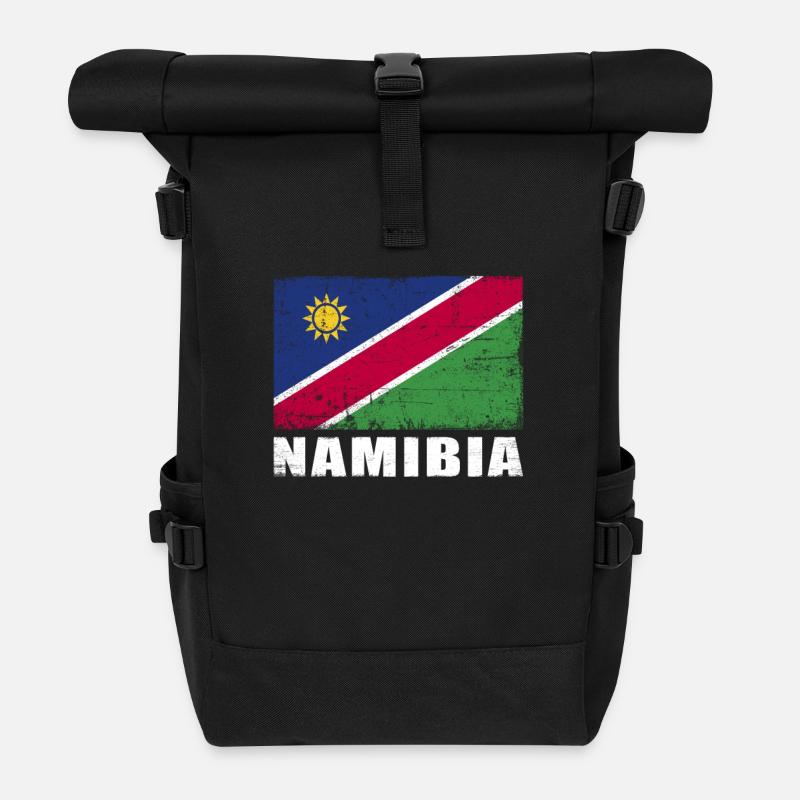 Namibia Flagge Grunge Namibia Fahne - Rolltop Rucksack - Schwarz