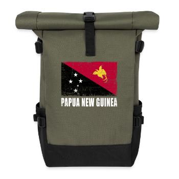 Papua New Guinea Flag - Roll Top Backpack - olive/black - Front