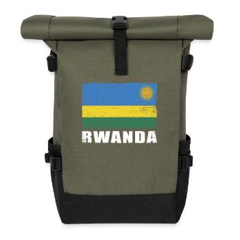 Ruanda Flagge Grunge Ruanda Fahne - Rolltop Rucksack - Olive/Schwarz - Vorne