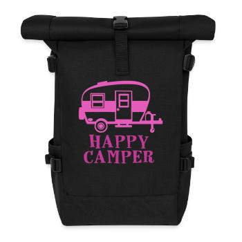 Glückliche Camper Wandershirt - Rolltop Rucksack - Schwarz - Vorne