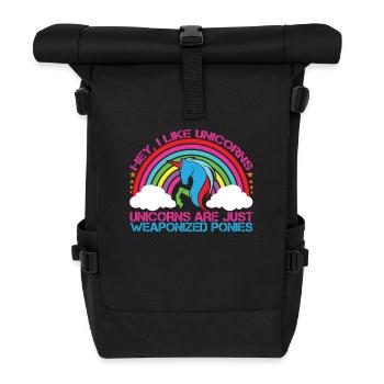 Hey j’aime la licorne licorne - Sac à dos roll top - noir - Devant