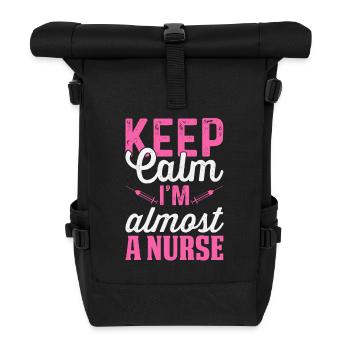 Ruhe bewahren, ich bin fast eine Krankenschwester - Rolltop Rucksack - Schwarz - Vorne