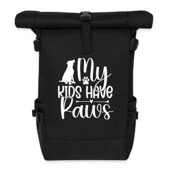 My children have paws - Roll Top Backpack - black - Front