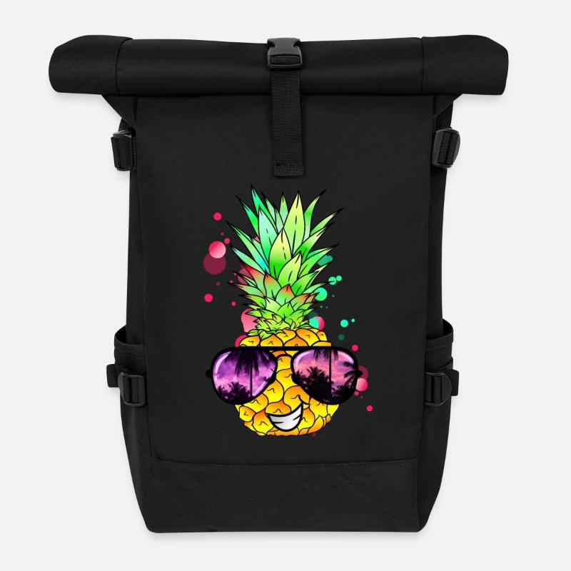 Ananas cool bunt spritzig - Rolltop Rucksack - Schwarz