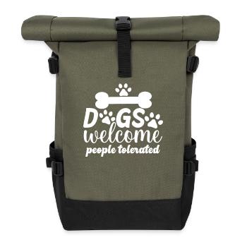 Dogs Welcome People tolerated - Roll Top Backpack - olive/black - Front