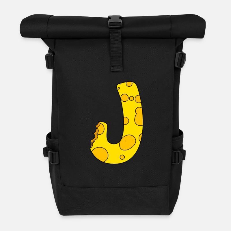 Buchstabe J - Rolltop Rucksack - Schwarz
